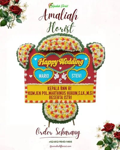 Karangan Papan Bunga Pernikahan di Kenari